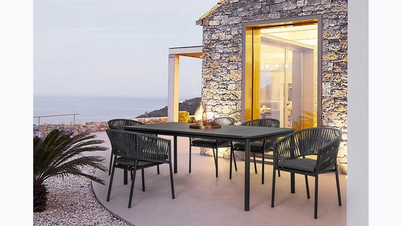 Nautical rope and aluminum Florencia chair by Bizzotto.
