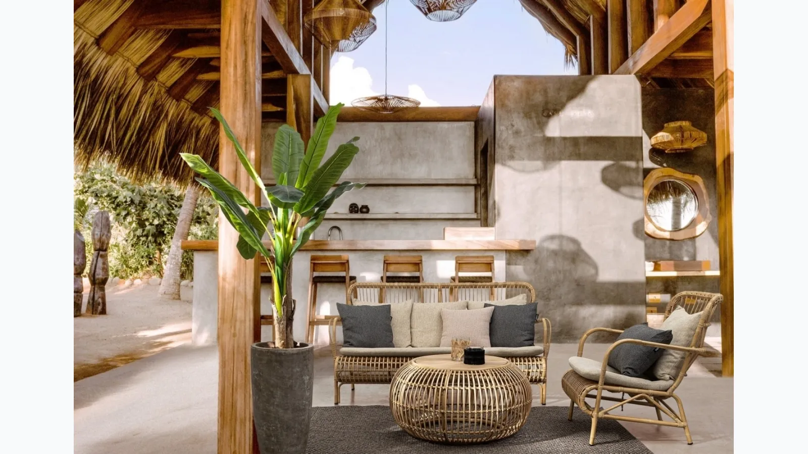 Florisel outdoor furniture in aluminum with rattan effect by Bizzotto.
