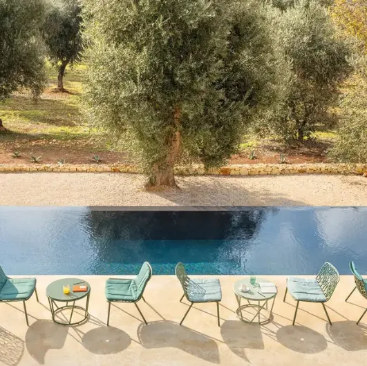 Forest painted aluminum armchair by Fast