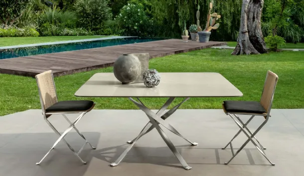 Enamelled lava stone George table by Talenti.