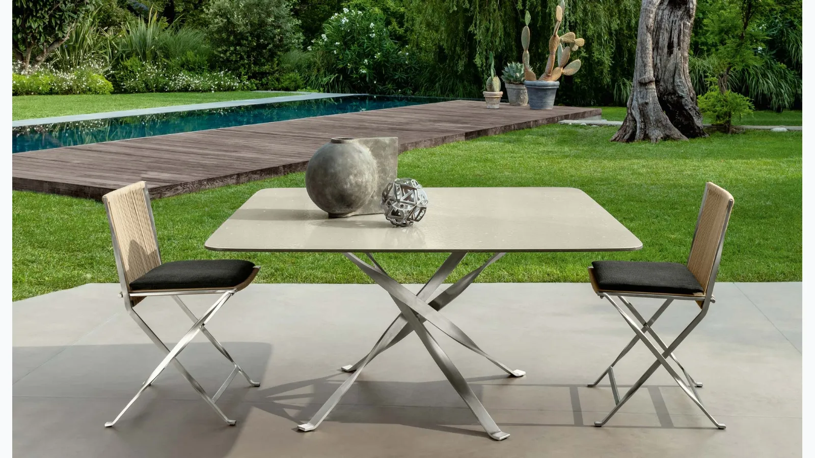Enamelled lava stone George table by Talenti.