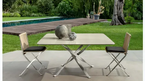 Enamelled lava stone George table by Talenti.