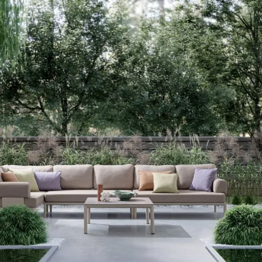 Gerald corner sofa in aluminum and Bizzotto fabric.