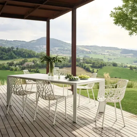 Rectangular table in painted aluminum Large Arche by Fast