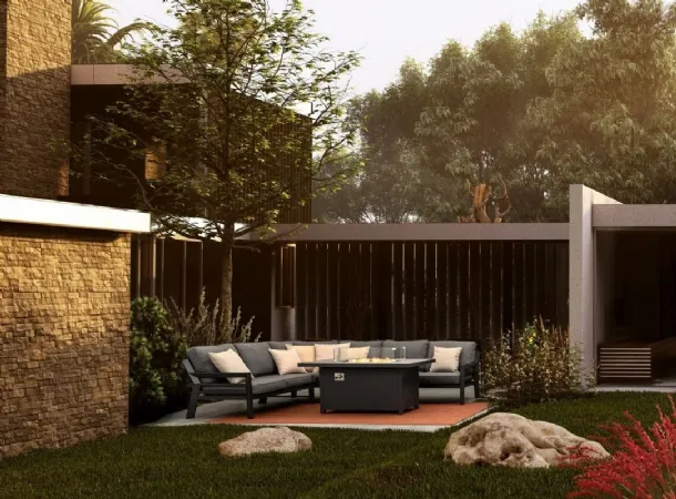 Angular Hendrix sofa in aluminum and Bizzotto fabric.