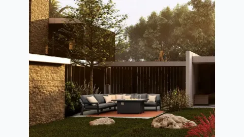 Angular Hendrix sofa in aluminum and Bizzotto fabric.