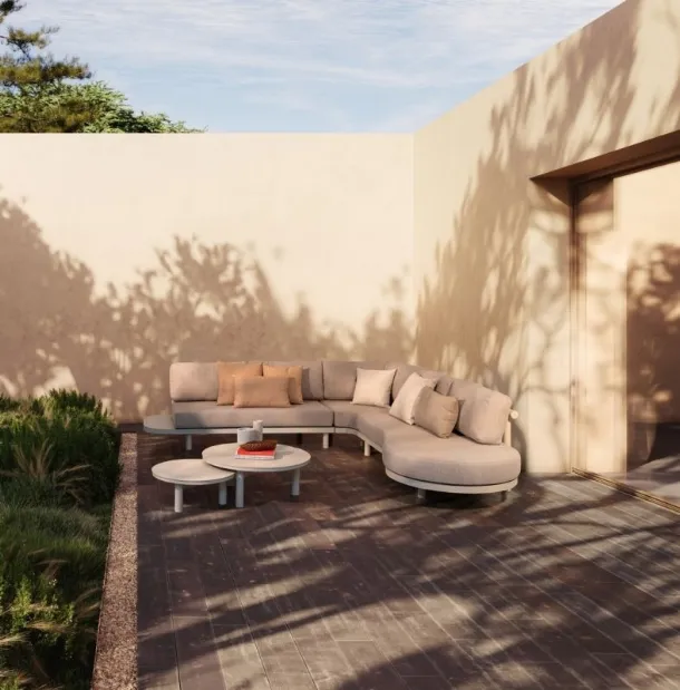 Corner sofa Hercules in aluminum and Bizzotto fabric