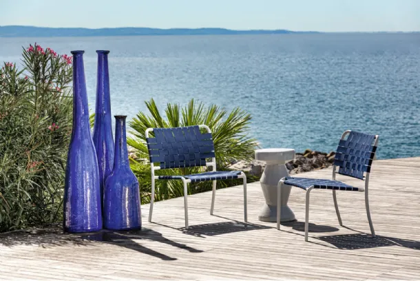 Inout armchair in aluminum with elastic strap by Gervasoni.