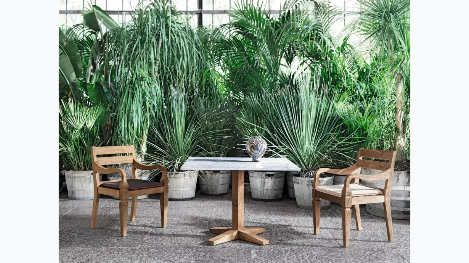 Jeko chair in reclaimed teak wood by Gervasoni.