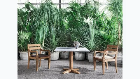 Jeko chair in reclaimed teak wood by Gervasoni.