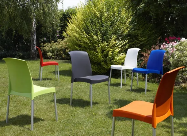 Plastic outdoor stackable chair Jenny by Scab Design.