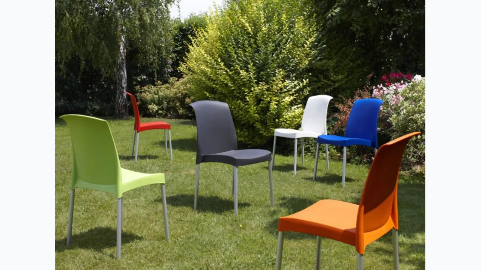 Plastic outdoor stackable chair Jenny by Scab Design.