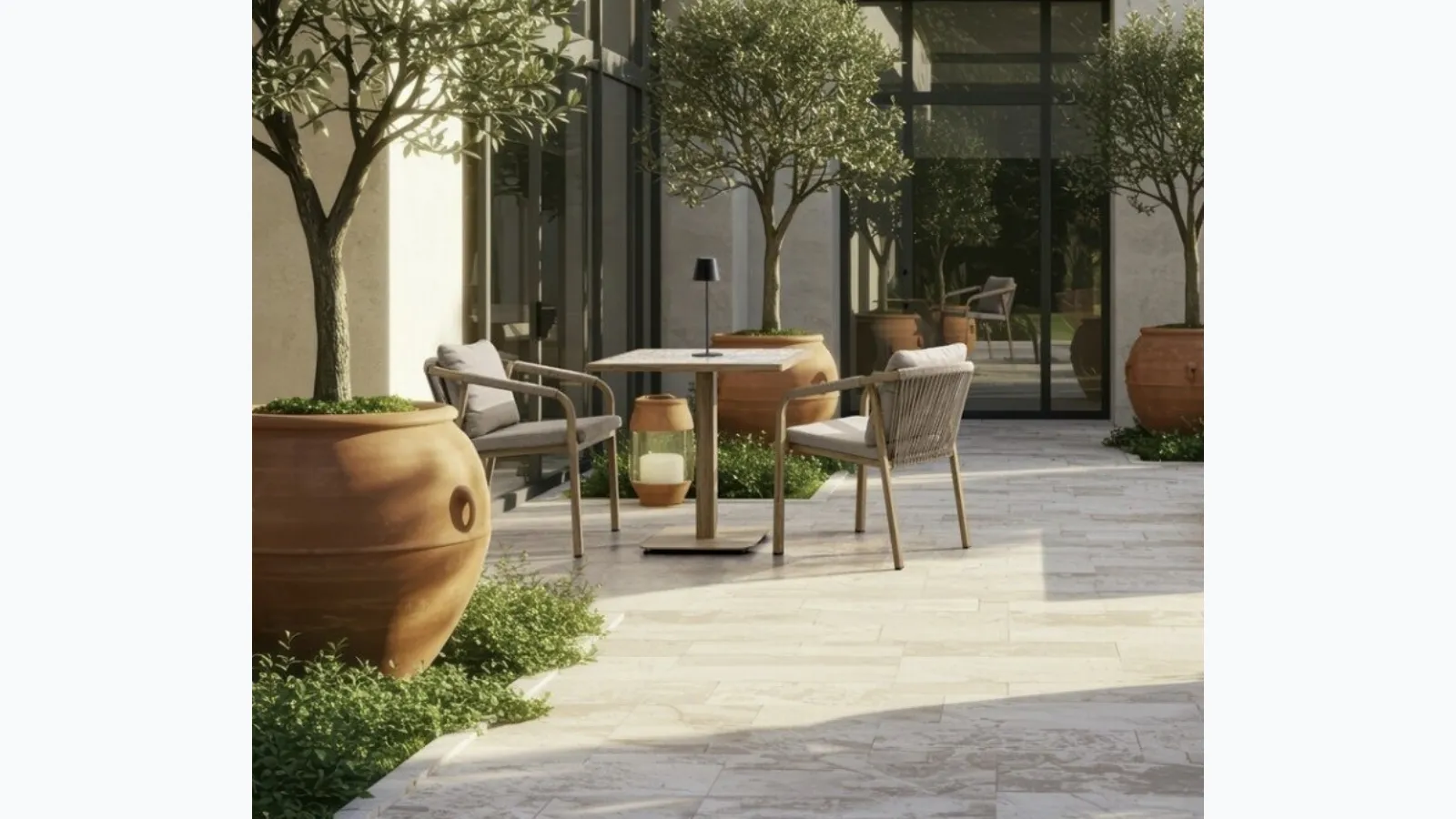 Kalimera chair in wood-effect aluminum by Bizzotto