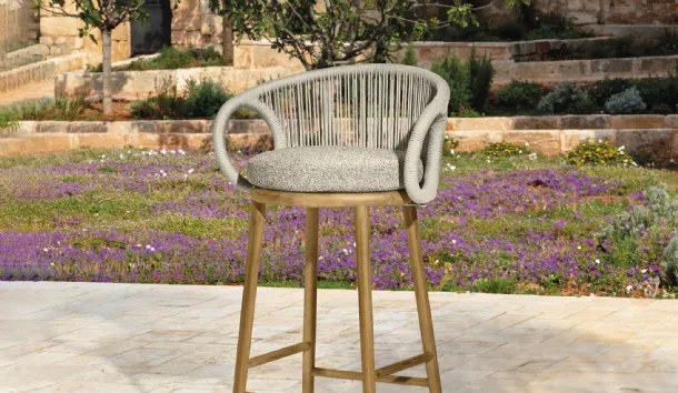 Karen stool in fabric and wood by Talenti