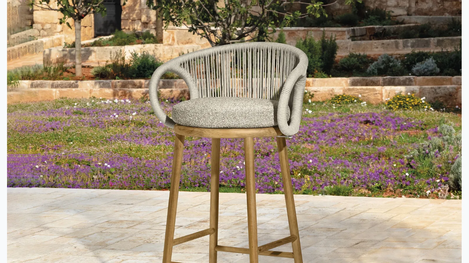 Karen stool in fabric and wood by Talenti