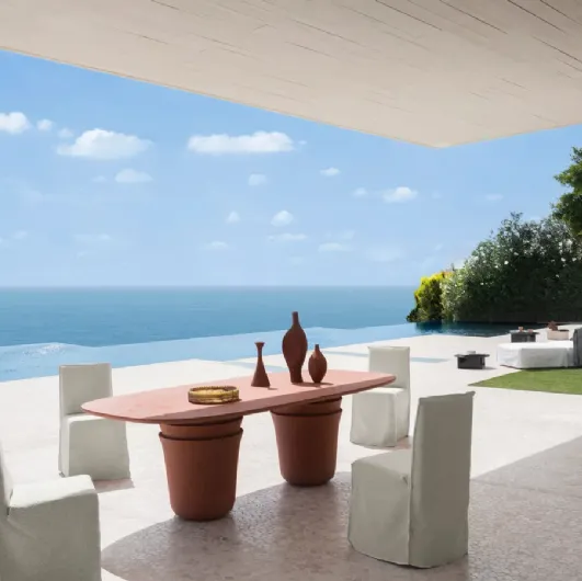 Terracotta table Kasane by Gervasoni.