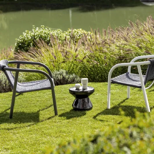 Ken armchair in polyethylene rope and aluminum by Gervasoni.