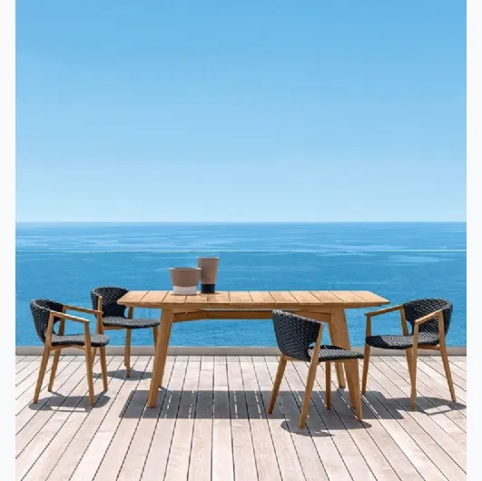 Chair and Armchair Knit in rope and teak by Ethimo
