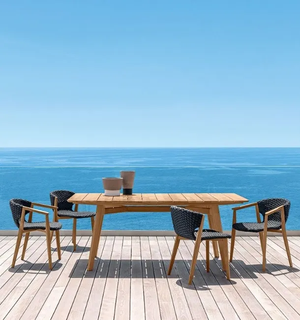 Chair and Armchair Knit in rope and teak by Ethimo