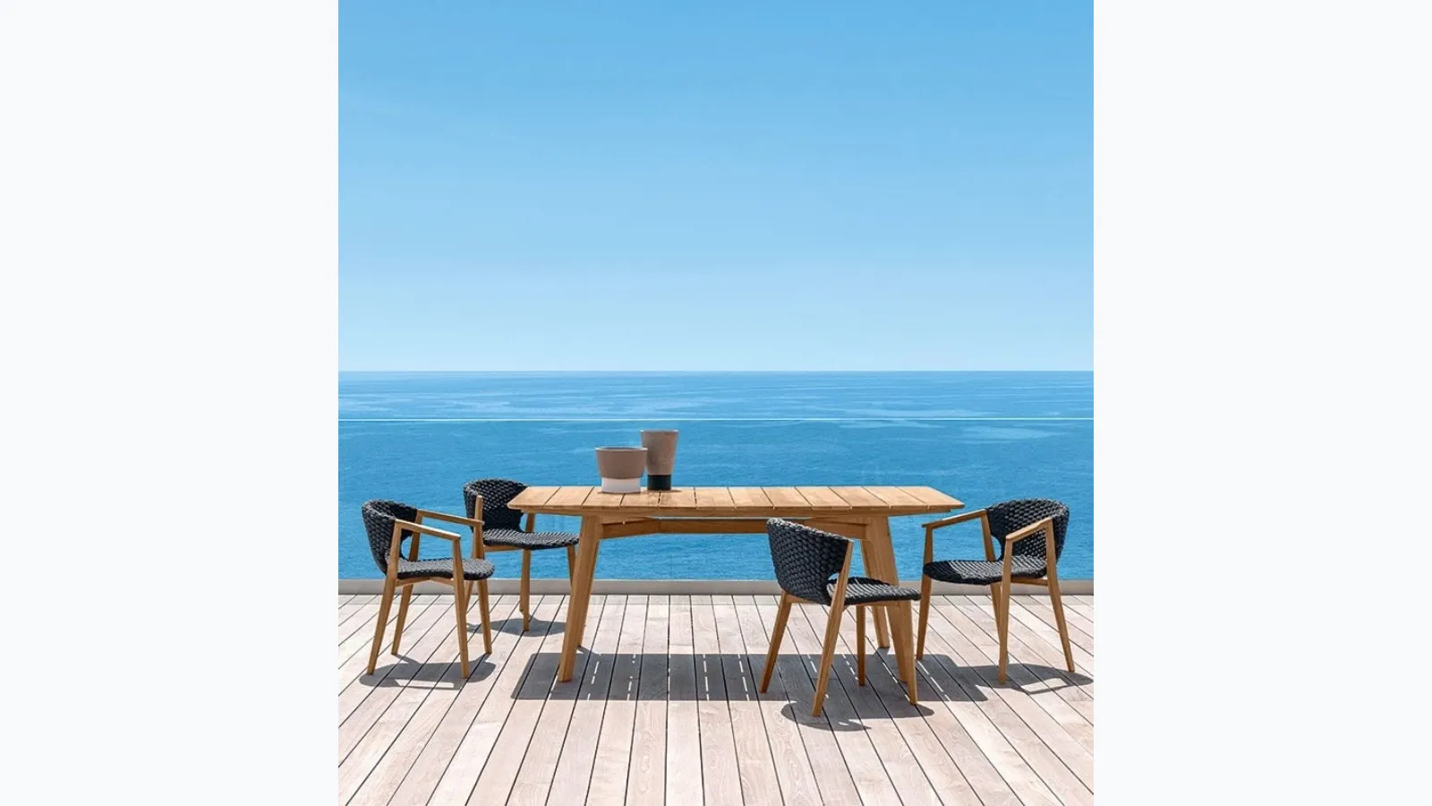 Chair and Armchair Knit in rope and teak by Ethimo