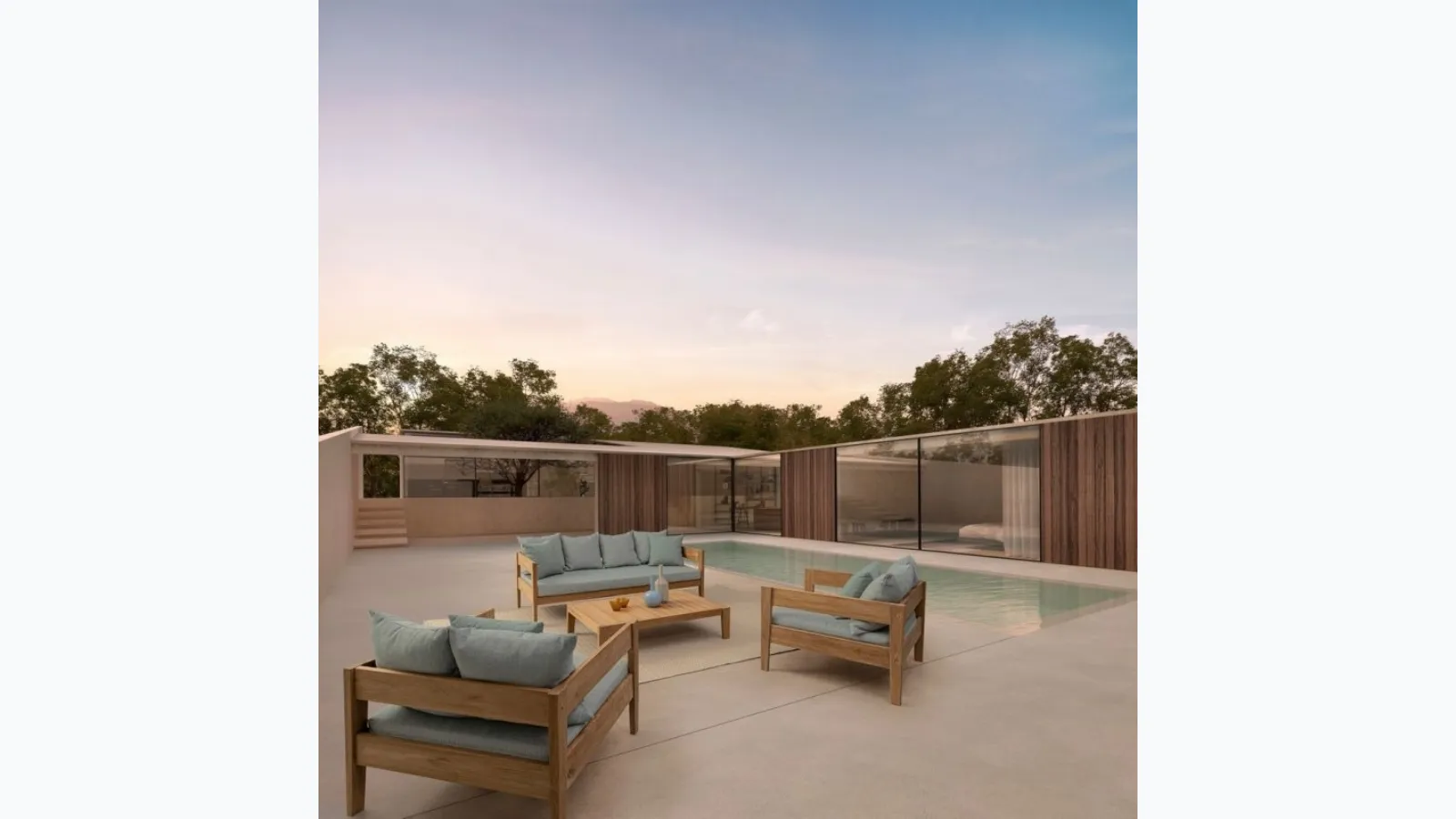Outdoor furniture in Teak Kobo by Bizzotto.