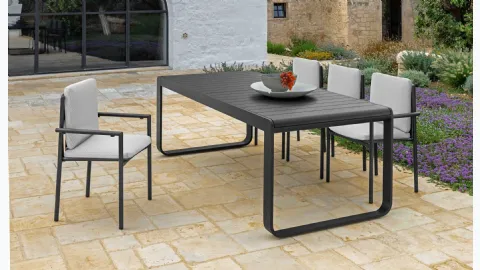 Table and Lake aluminum chairs by Talenti