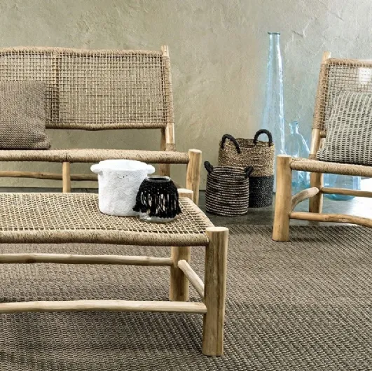 Outdoor furniture Lampok in synthetic fiber and teak by Bizzotto.