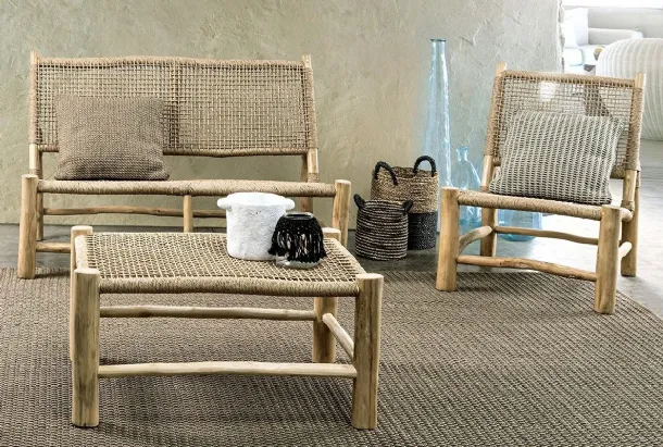 Outdoor furniture Lampok in synthetic fiber and teak by Bizzotto.