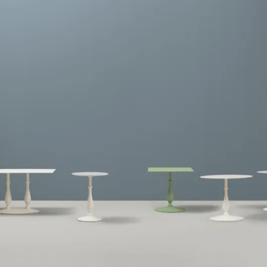 Liberty tables with hPL top and cast iron base by Pedrali.