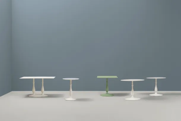 Liberty tables with hPL top and cast iron base by Pedrali.