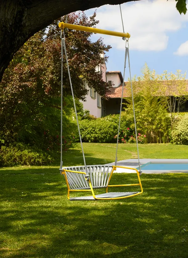 Lisa Swing by Scab Design: Metal and woven nautical rope hanging chair.