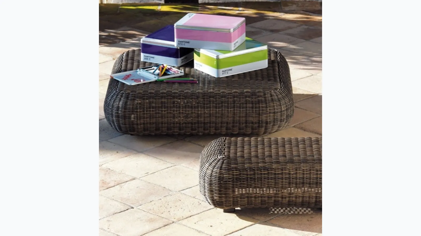 Coffee table in Etwick fiber Lotus by Ethimo.