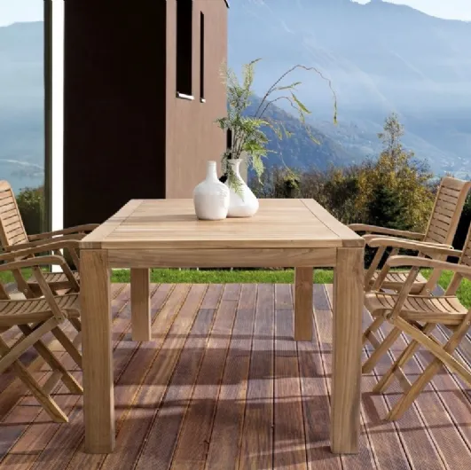Table and Chairs Maryland in teak by Bizzotto