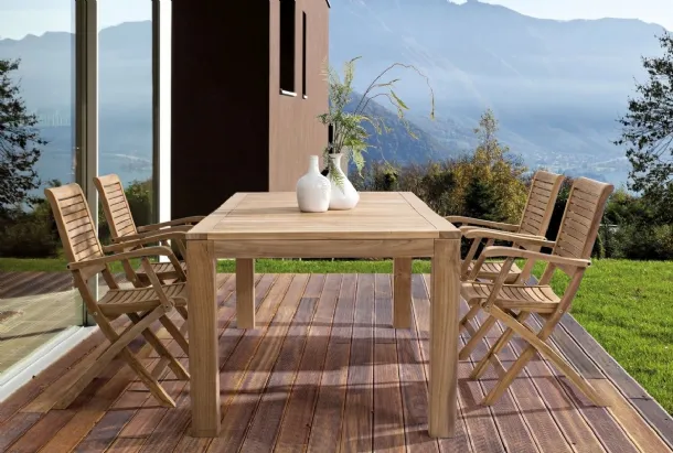 Table and Chairs Maryland in teak by Bizzotto