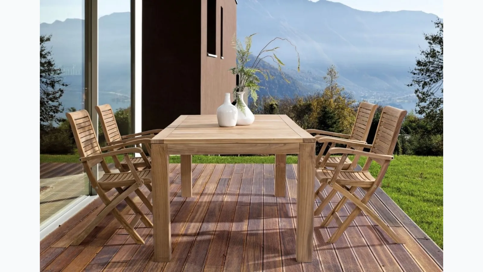 Table and Chairs Maryland in teak by Bizzotto