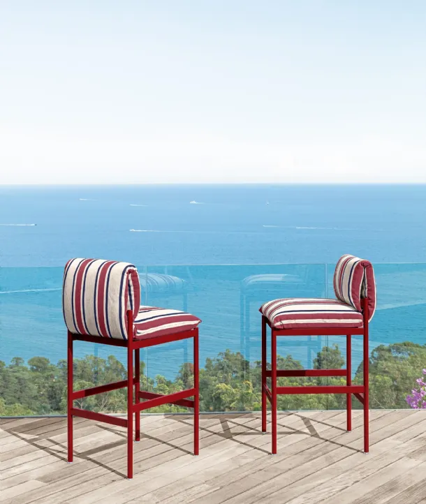 Nalu stool in upholstered fabric and metal by Talenti.