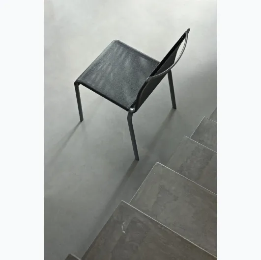 Stackable Net Outdoor garden chair with Texplast upholstery and lacquered steel structure by Bontempi.