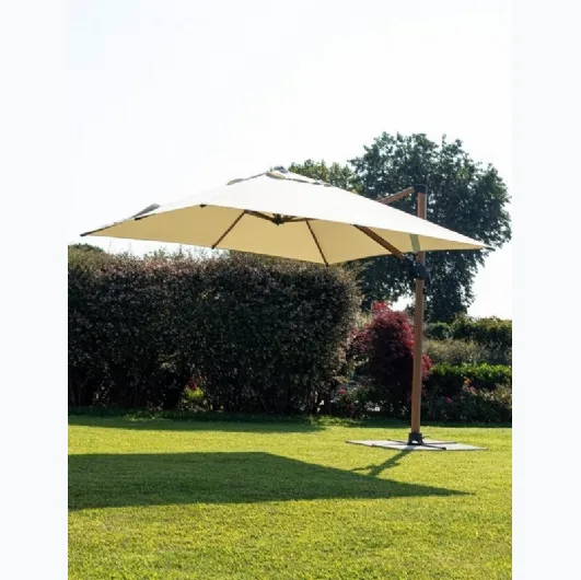 Wood effect aluminum beach umbrella Orion by Bizzotto