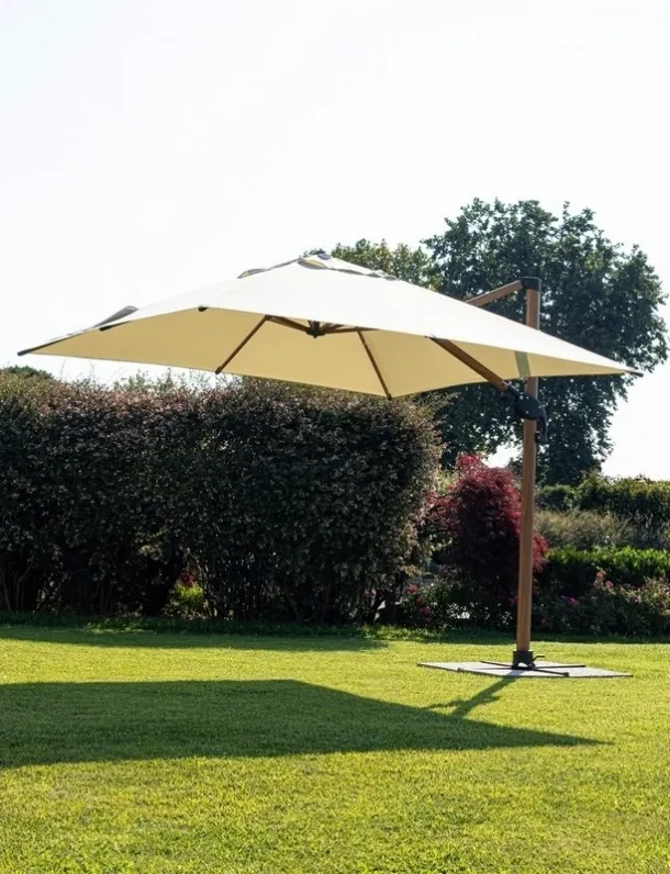 Wood effect aluminum beach umbrella Orion by Bizzotto