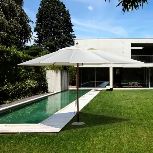 Eclipse metal umbrella with wood effect by Bizzotto.
