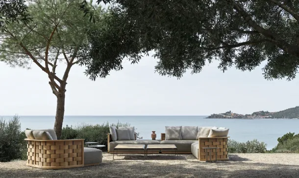 Sofa Palinfrasca in wood and fabric by Molteni & C