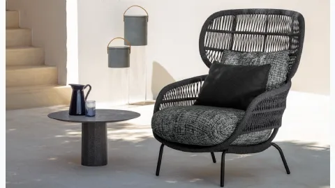 Berger Panama armchair in rope and aluminum by Talenti.