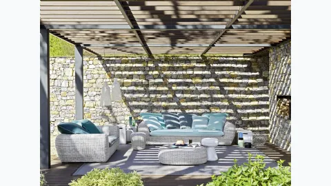 Outdoor furniture Panda made with aluminum frame and synthetic polyethylene fiber weave by Gervasoni.