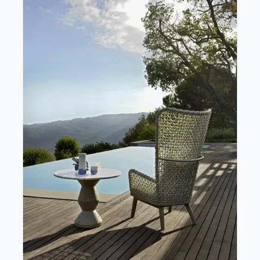 Bergere armchair Panda made with woven synthetic polyethylene fiber by Gervasoni.