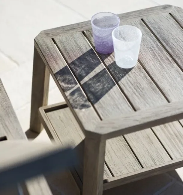 Small Petit Club table in teak by Ethimo.