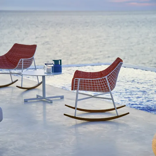 Metal rocking chair with quilted fabric upholstery Summer Set by Varaschin