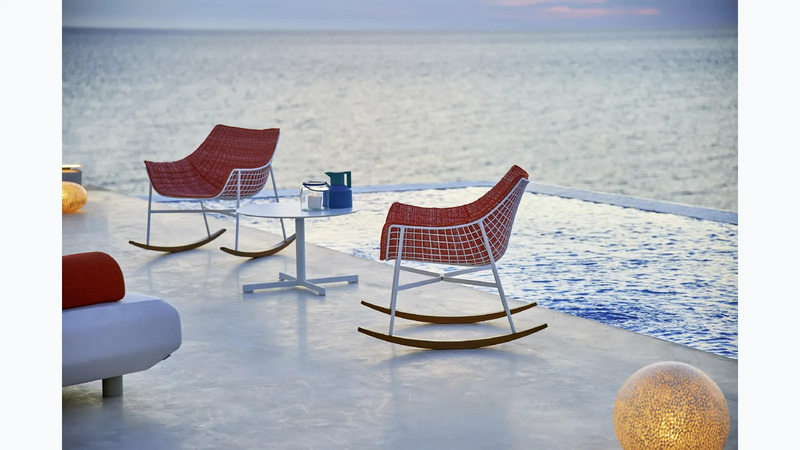 Metal rocking chair with quilted fabric upholstery Summer Set by Varaschin
