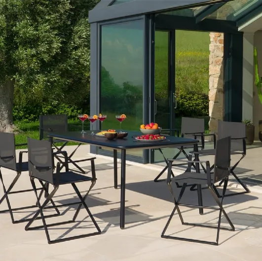 Folding director's chair in Emu-tex fabric with aluminum frame by Emu.