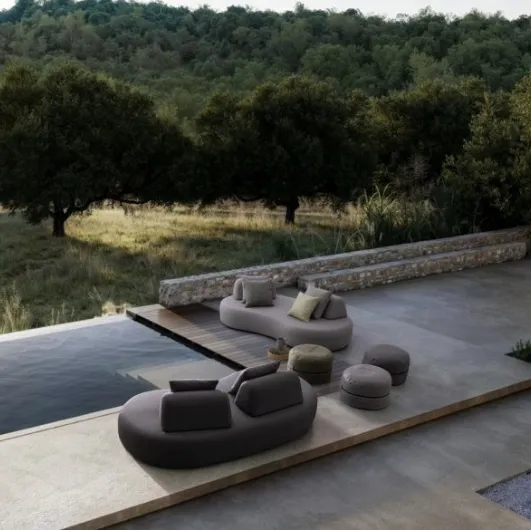 Gulizar fabric pouf by Bizzotto