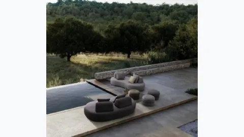 Gulizar fabric pouf by Bizzotto